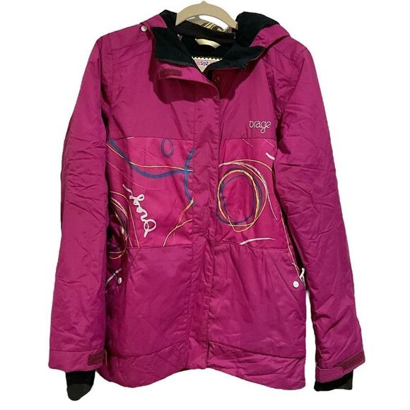 ORAGE Snowboarding ski hooded jacket girls XXL size 16 Swirls fuchsia - Picture 1 of 16